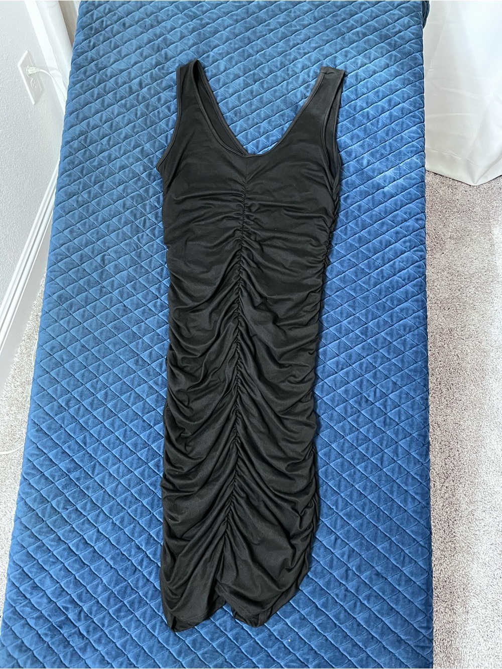 Heart Hips Black Ruched Tank Midi Dress - Women’s Large
